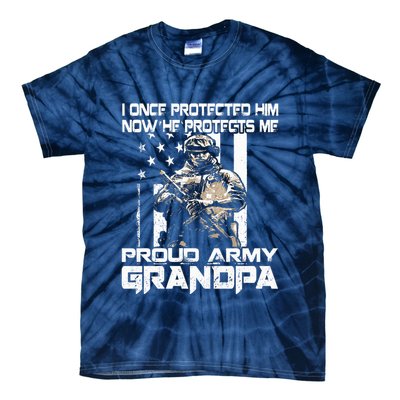 I Once Protected Him Now He Protects Me Proud Army Grandpa Tie-Dye T-Shirt