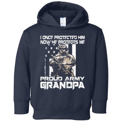 I Once Protected Him Now He Protects Me Proud Army Grandpa Toddler Hoodie