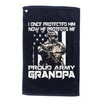 I Once Protected Him Now He Protects Me Proud Army Grandpa Golf Towel