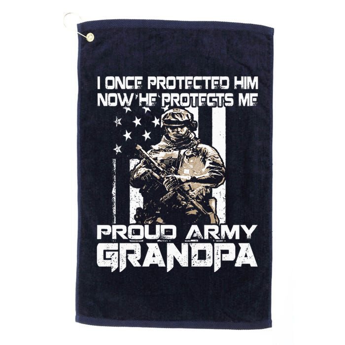 I Once Protected Him Now He Protects Me Proud Army Grandpa Golf Towel