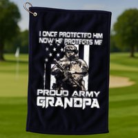 I Once Protected Him Now He Protects Me Proud Army Grandpa Golf Towel