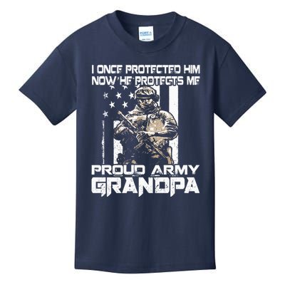 I Once Protected Him Now He Protects Me Proud Army Grandpa Kids T-Shirt