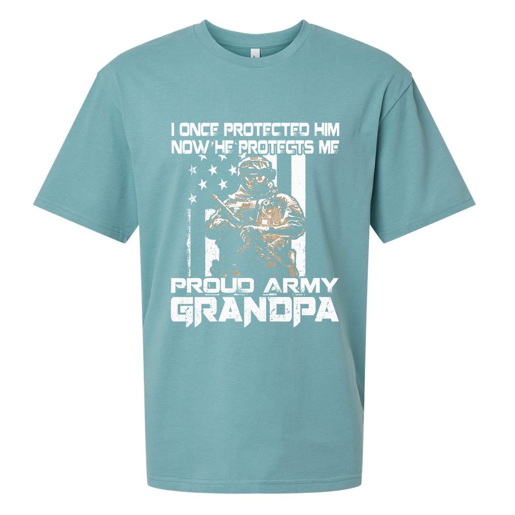 I Once Protected Him Now He Protects Me Proud Army Grandpa Sueded Cloud Jersey T-Shirt