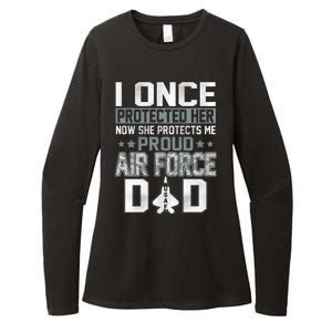 I ONCE PROTECTED Her NOW SHE PROTECTS ME PROUD AIR FORCE DAD Womens CVC Long Sleeve Shirt