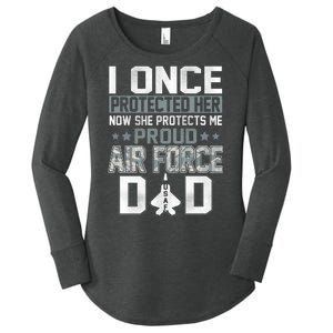 I ONCE PROTECTED Her NOW SHE PROTECTS ME PROUD AIR FORCE DAD Women's Perfect Tri Tunic Long Sleeve Shirt