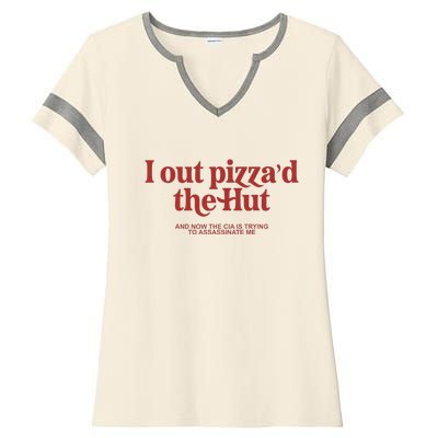 I Out PizzaD The Hut Ladies Halftime Notch Neck Tee