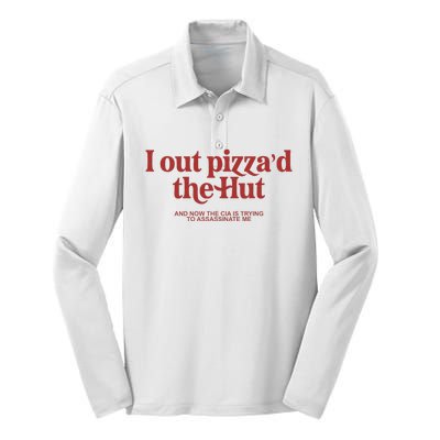 I Out PizzaD The Hut Silk Touch Performance Long Sleeve Polo