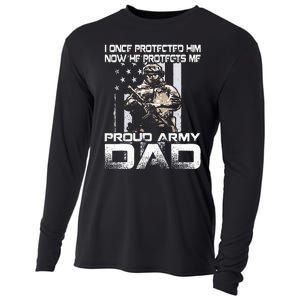 I Once Protected Him Now He Protects Me Proud Army Dad Cooling Performance Long Sleeve Crew