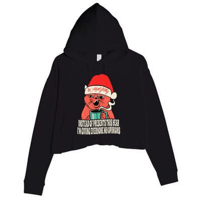 Instead Of Presents This Year Naughty Cat Xmas Crop Fleece Hoodie
