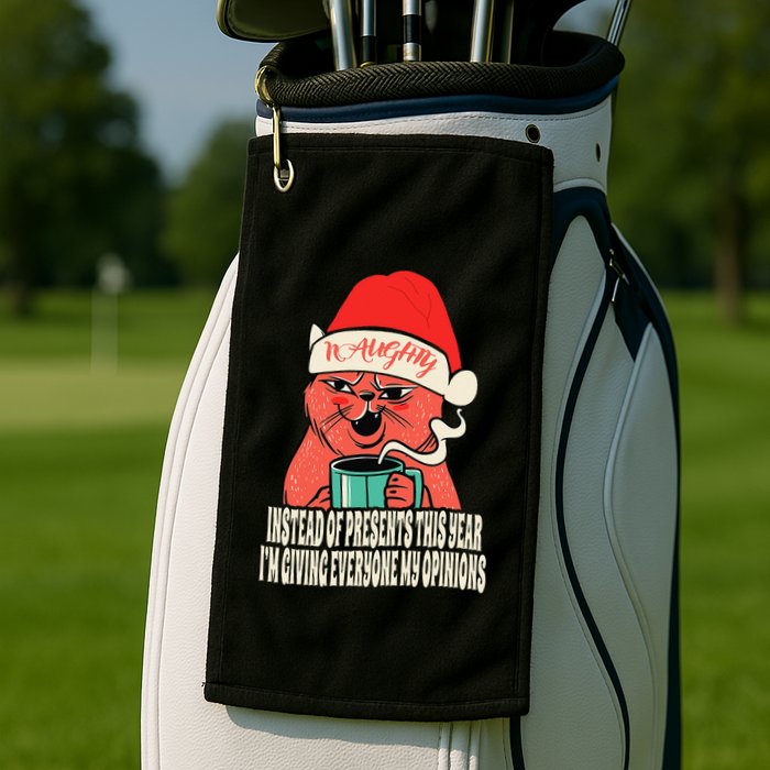 Instead Of Presents This Year Naughty Cat Xmas Golf Towel