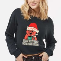 Instead Of Presents This Year Naughty Cat Xmas Cropped Pullover Crew