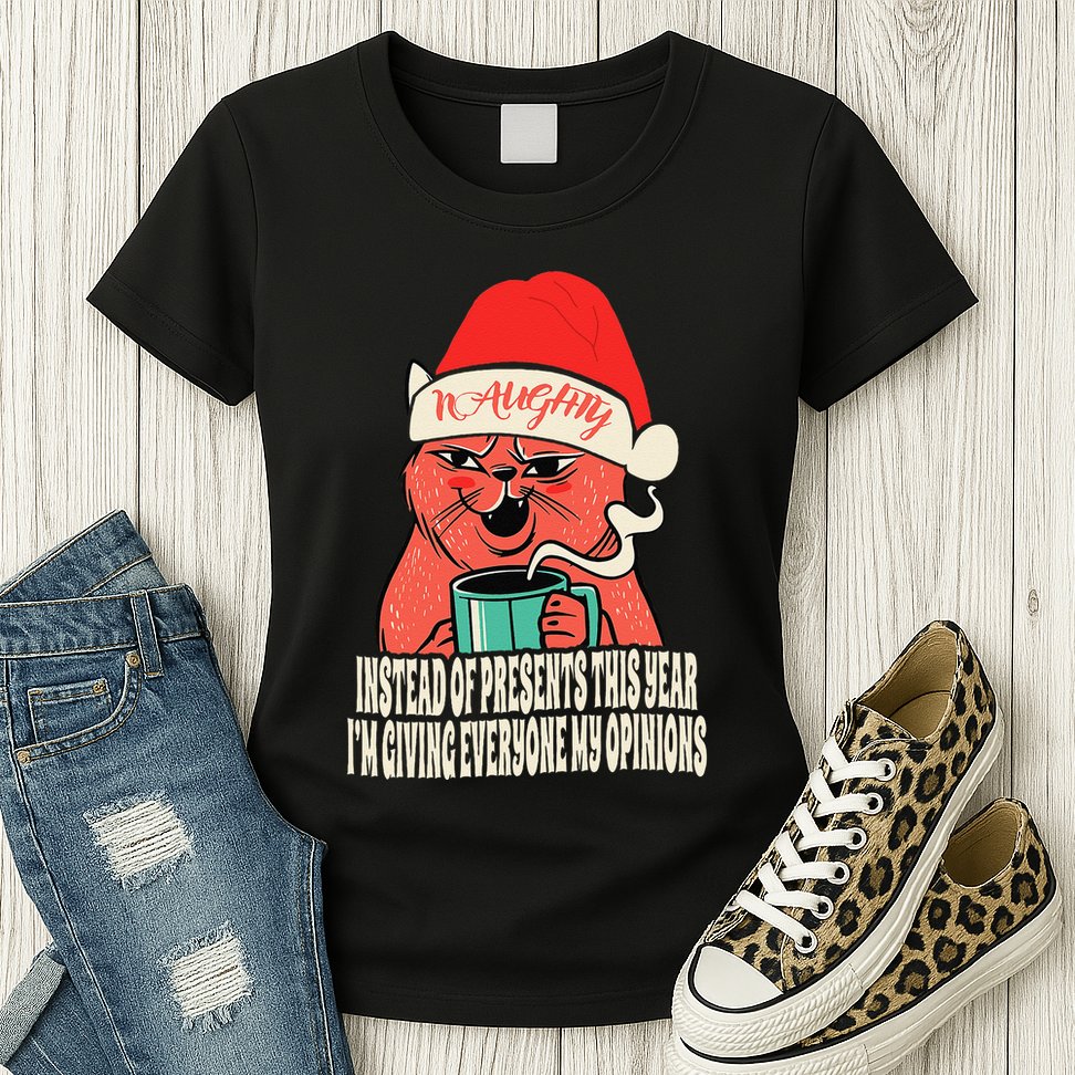 Instead Of Presents This Year Naughty Cat Xmas Womens T-Shirt