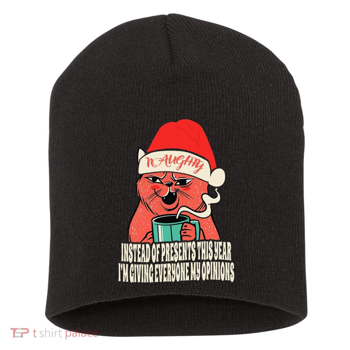 Instead Of Presents This Year Naughty Cat Xmas Short Acrylic Beanie