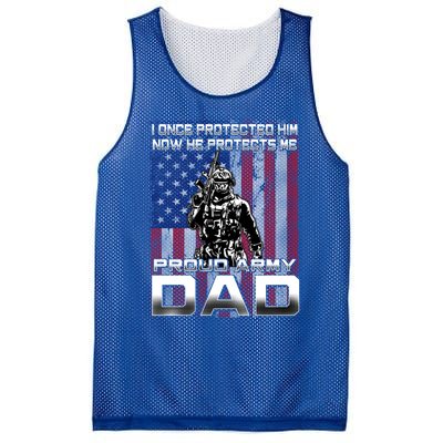 I Once Protected Him Now He Protects Me Proud Army Dad Gift Mesh Reversible Basketball Jersey Tank