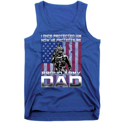 I Once Protected Him Now He Protects Me Proud Army Dad Gift Tank Top