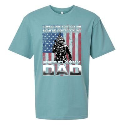 I Once Protected Him Now He Protects Me Proud Army Dad Gift Sueded Cloud Jersey T-Shirt