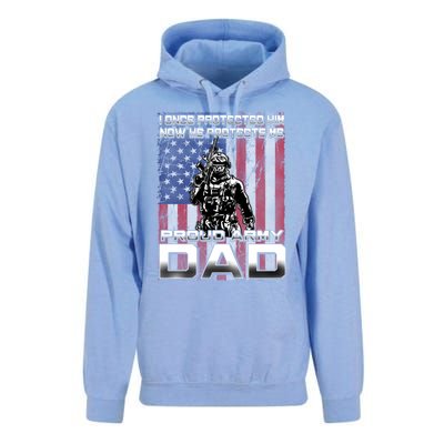 I Once Protected Him Now He Protects Me Proud Army Dad Gift Unisex Surf Hoodie