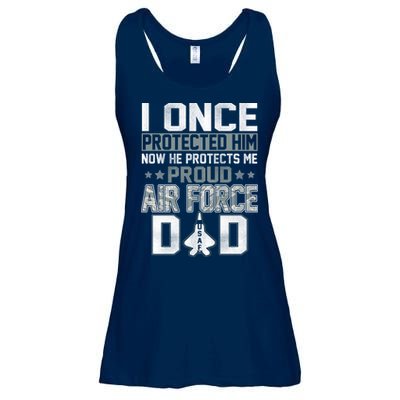 I ONCE PROTECTED Him NOW HE PROTECTS ME PROUD AIR FORCE DAD Ladies Essential Flowy Tank