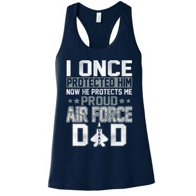 I ONCE PROTECTED Him NOW HE PROTECTS ME PROUD AIR FORCE DAD Womens Tank Top
