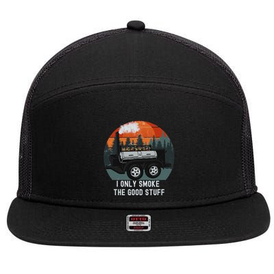 I Only Smoke The Good Stuff Funny Bbq Smoker Saying 7 Panel Mesh Trucker Snapback Hat