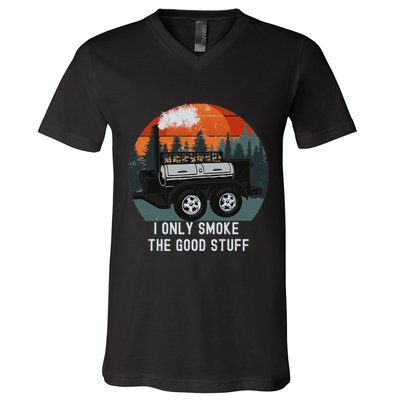 I Only Smoke The Good Stuff Funny Bbq Smoker Saying V-Neck T-Shirt