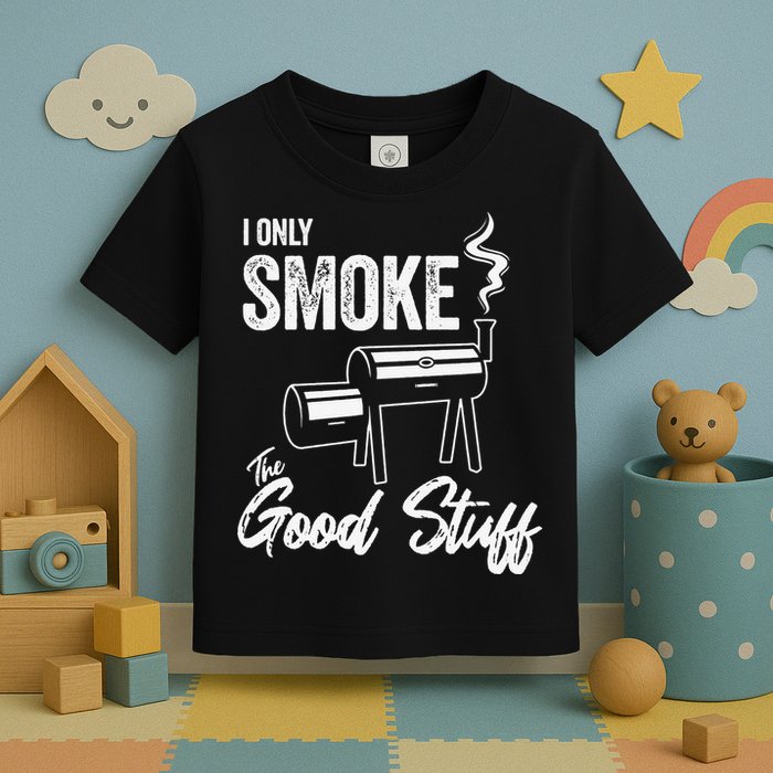 I Only Smoke The Good Stuff Funny BBQ Design For Dad Toddler T-Shirt