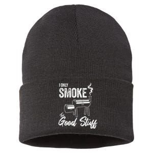 I Only Smoke The Good Stuff Funny BBQ Design For Dad Sustainable Knit Beanie