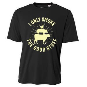 I Only Smoke The Good Stuff BBQ Barbeque Grilling Pitmaster Cooling Performance Crew T-Shirt