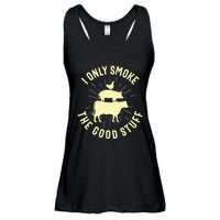 I Only Smoke The Good Stuff BBQ Barbeque Grilling Pitmaster Ladies Essential Flowy Tank