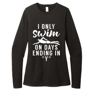 I Only Swim On Days Ending In Y Water Ocean Pool Swim Meaningful Gift Womens CVC Long Sleeve Shirt