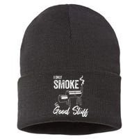 I Only Smoke The Good Stuff Funny BBQ Design For Dad Sustainable Knit Beanie