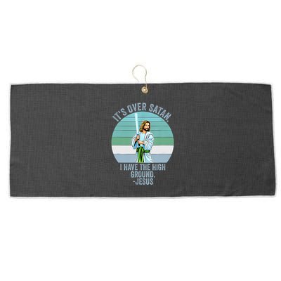 ItS Over Satan. I Have The High Ground Large Microfiber Waffle Golf Towel