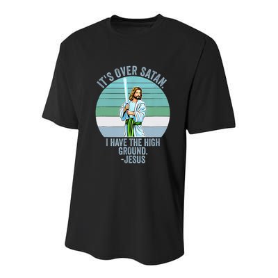 ItS Over Satan. I Have The High Ground Youth Performance Sprint T-Shirt