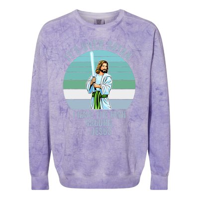 ItS Over Satan. I Have The High Ground Colorblast Crewneck Sweatshirt