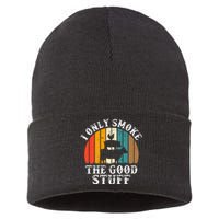 I Only Smoke The Good Stuff BBQ Barbeque Grilling Pitmaster Sustainable Knit Beanie