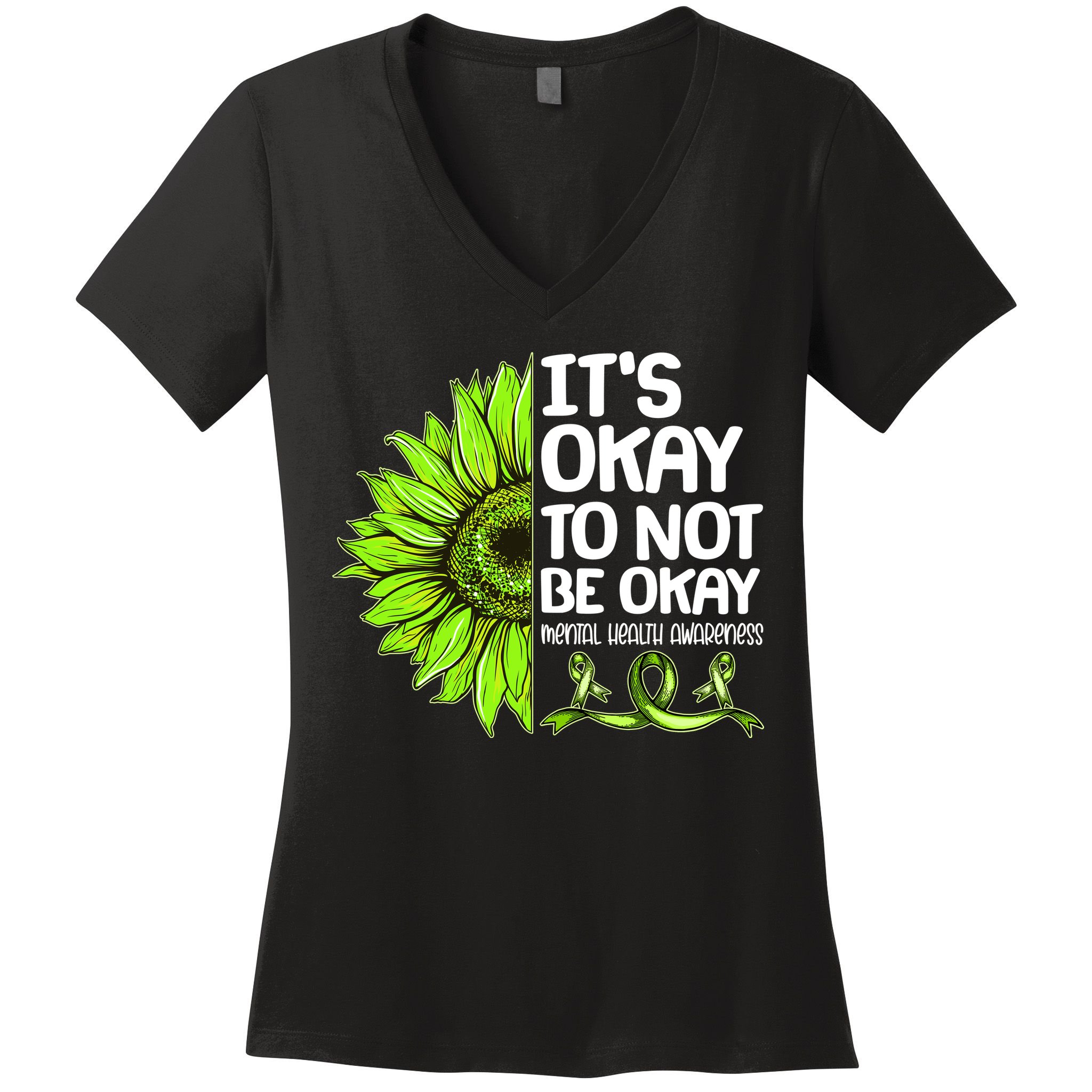 It's Okay To Not Be Okay Mental Health Awareness Women's V-Neck T-Shirt