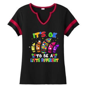 its ok to be a litte different dabbing crayon autism Ladies Halftime Notch Neck Tee