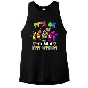 its ok to be a litte different dabbing crayon autism Ladies PosiCharge Tri-Blend Wicking Tank