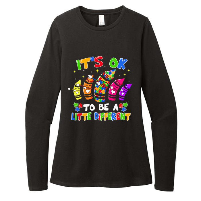 its ok to be a litte different dabbing crayon autism Womens CVC Long Sleeve Shirt