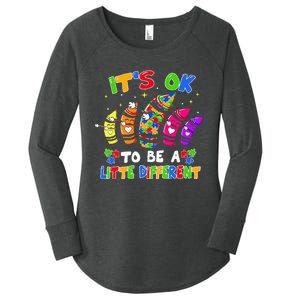 its ok to be a litte different dabbing crayon autism Women's Perfect Tri Tunic Long Sleeve Shirt