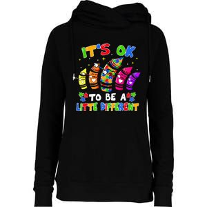 its ok to be a litte different dabbing crayon autism Womens Funnel Neck Pullover Hood