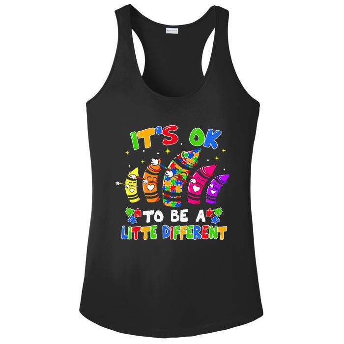 its ok to be a litte different dabbing crayon autism Ladies PosiCharge Competitor Racerback Tank