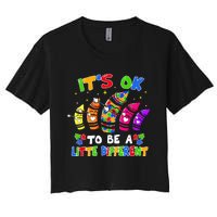 its ok to be a litte different dabbing crayon autism Women's Crop Top Tee