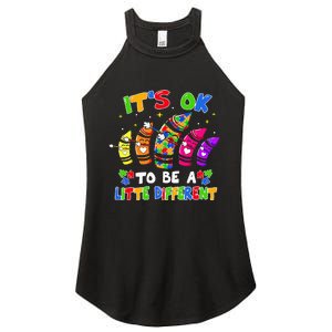 its ok to be a litte different dabbing crayon autism Women's Perfect Tri Rocker Tank