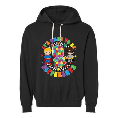 Its Ok To Be Different Autism Awareness Puzzle Piece .Png Garment-Dyed Fleece Hoodie