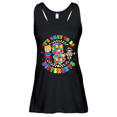 Its Ok To Be Different Autism Awareness Puzzle Piece .Png Ladies Essential Flowy Tank