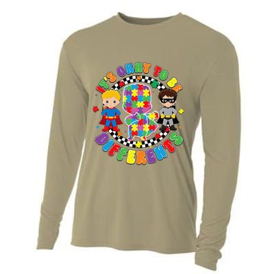 Its Ok To Be Different Autism Awareness Puzzle Piece .Png Cooling Performance Long Sleeve Crew