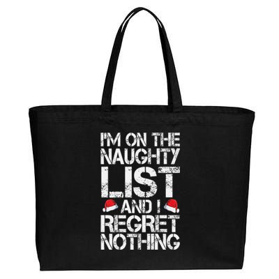 I'm On The Naughty List And I Regret Nothing Funny Christmas Gift Cotton Canvas Jumbo Tote