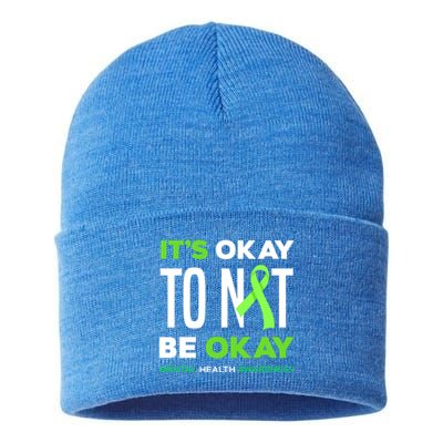 It's Ok To Not Be Ok Tal Health Awareness Funny Gift Sustainable Knit Beanie