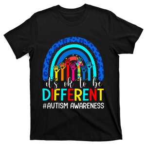 It's Ok To Be Different Autism Awareness Leopard Rainbow T-Shirt